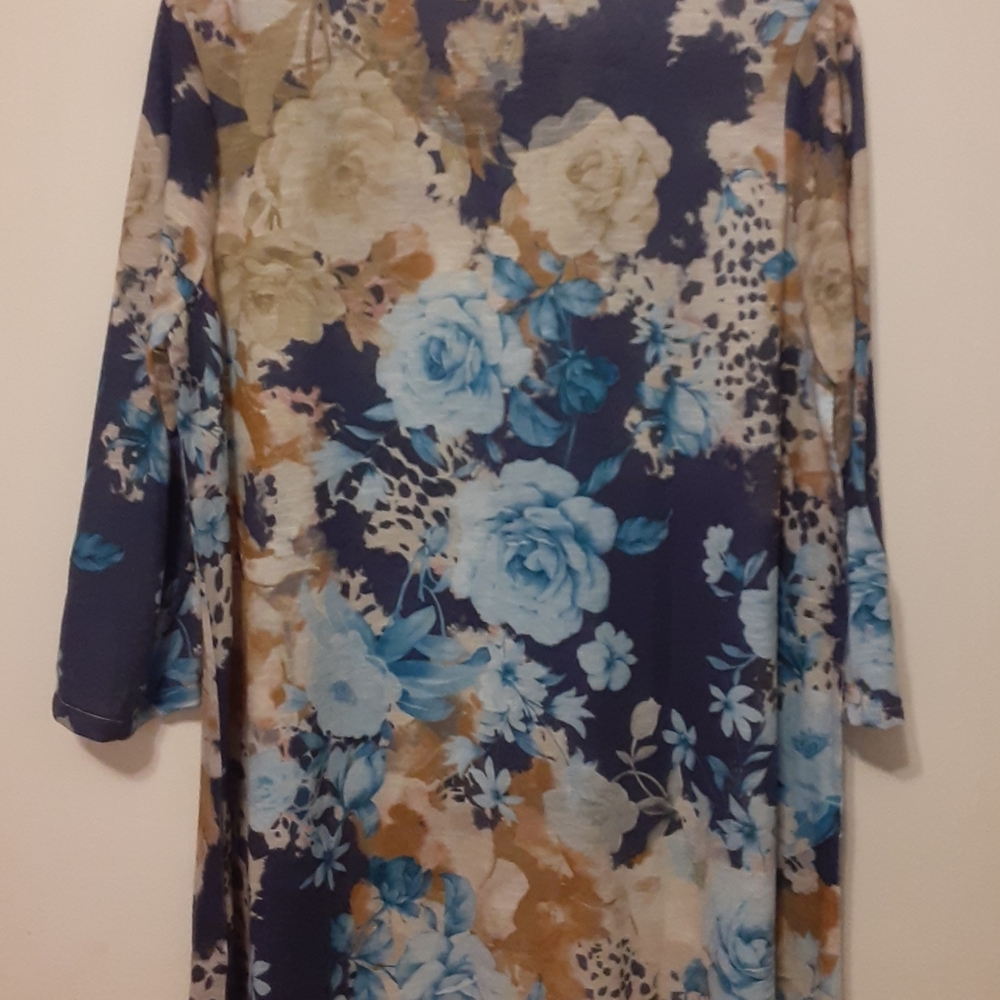 💙 Time and Tru Floral Tunic Top – Size Large (12–14).
